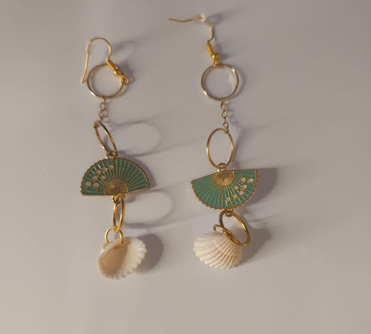 Boucles d'oreilles coquillage bleu et blanche