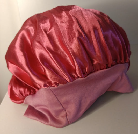 Bonnet en satin "rose fuchsia"