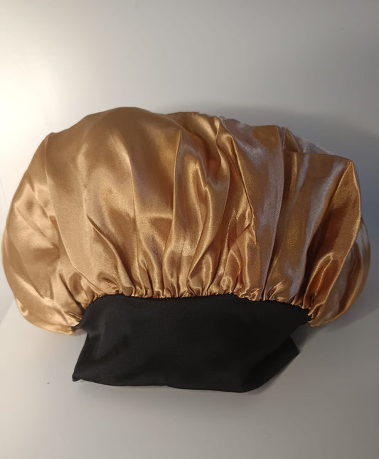 Bonnet en satin "doré et noir"
