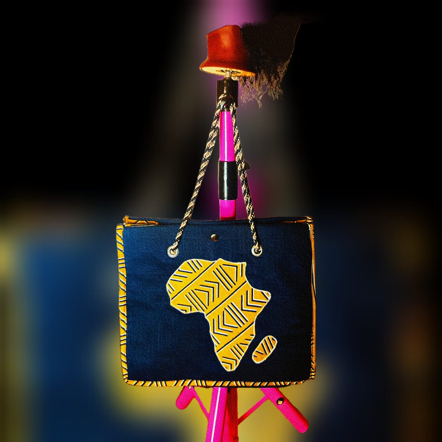Sac carte de l'Afrique (bleu et jaune)