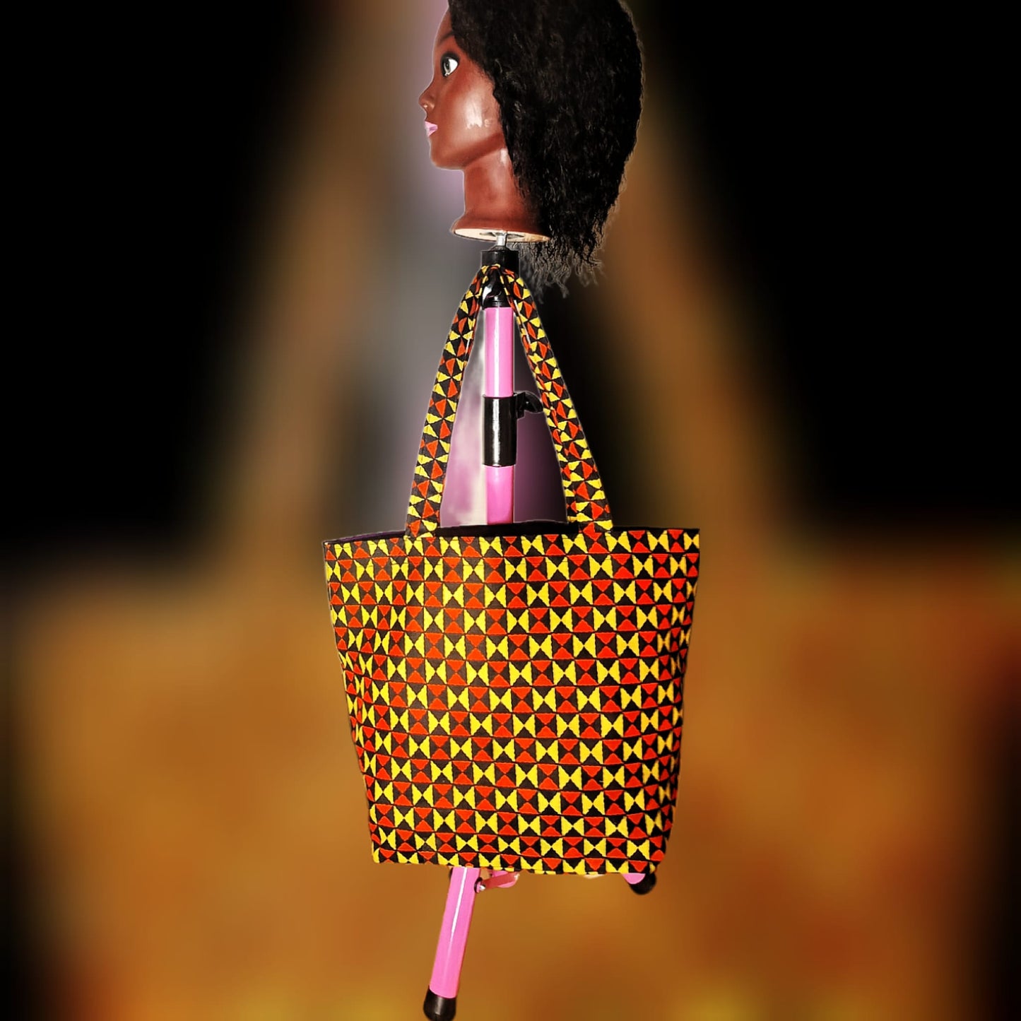 Sac en wax (orange, noir et jaune)